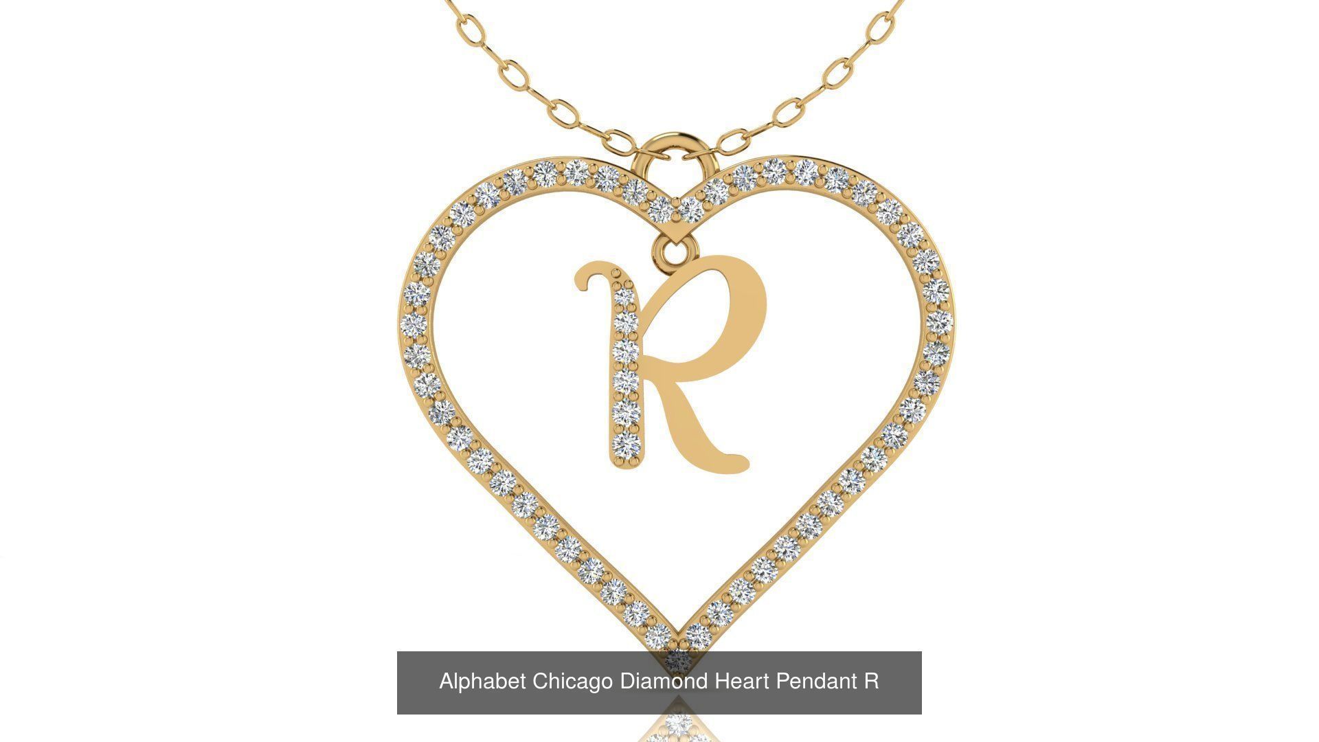 Alphabet Chicago Diamond Heart Pendant Collection of 26 models _21