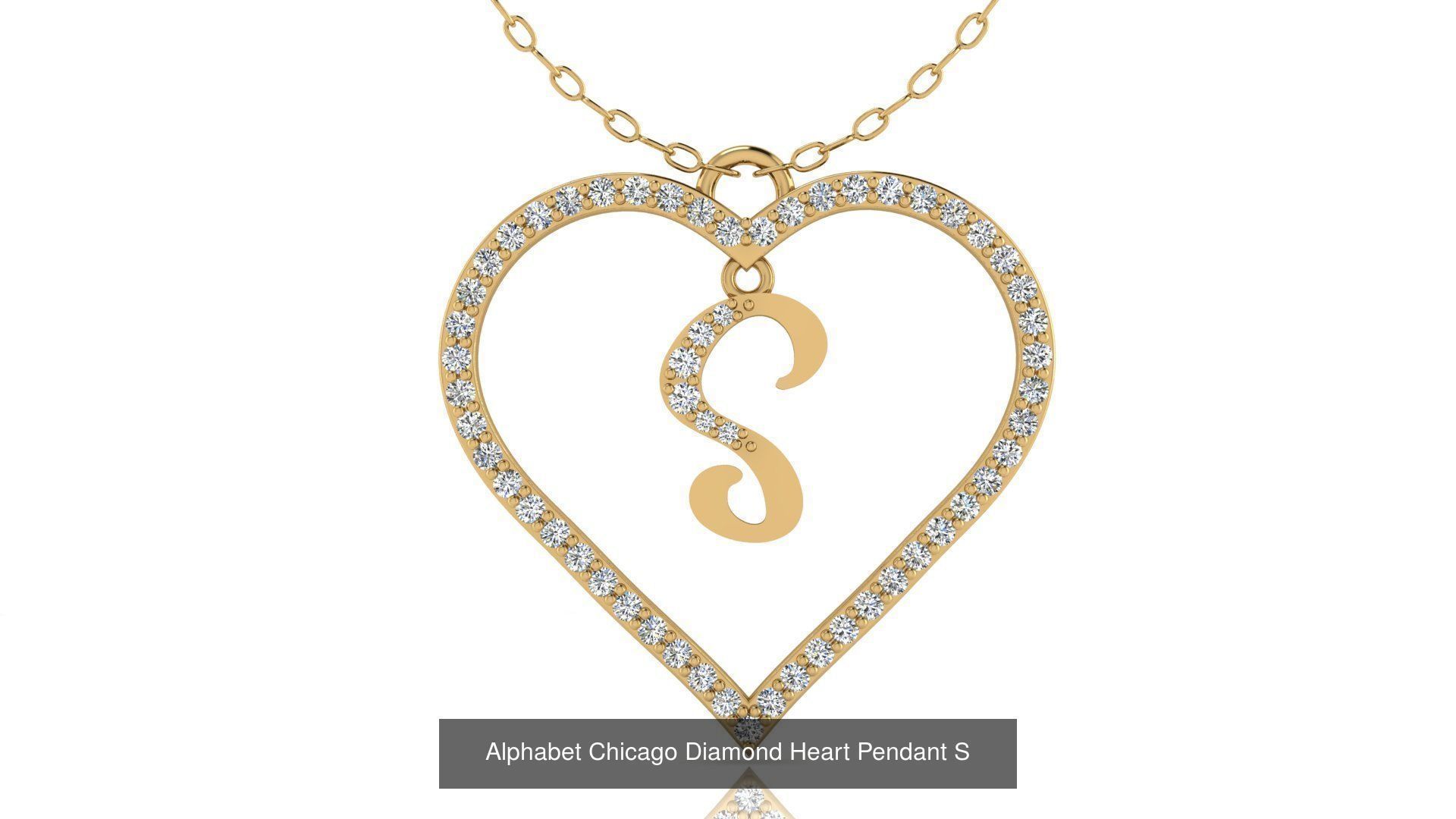 Alphabet Chicago Diamond Heart Pendant Collection of 26 models _22