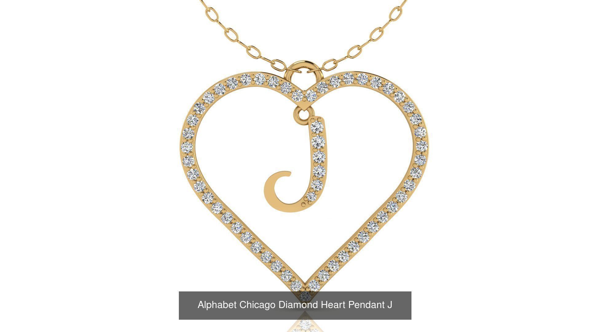 Alphabet Chicago Diamond Heart Pendant Collection of 26 models _13