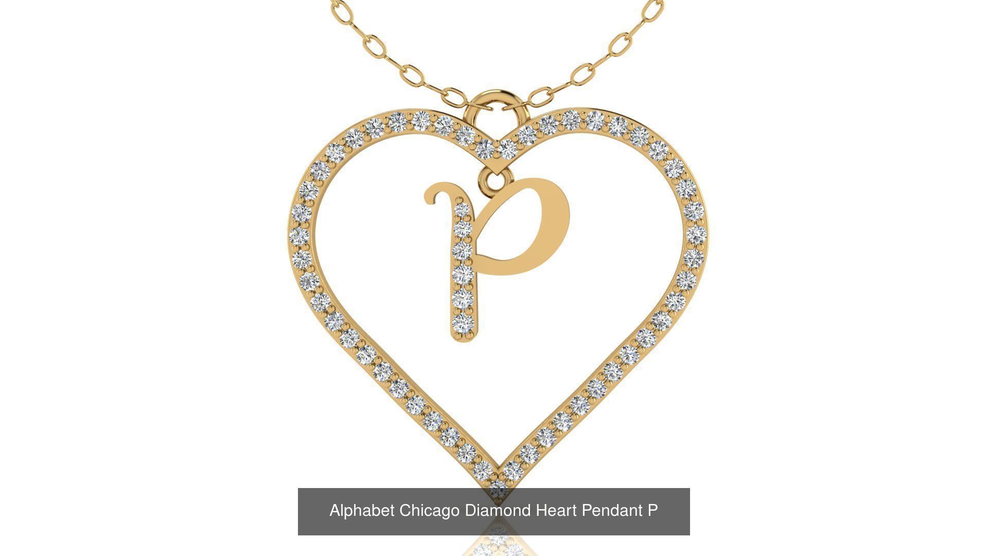 Alphabet Chicago Diamond Heart Pendant Collection of 26 models _19