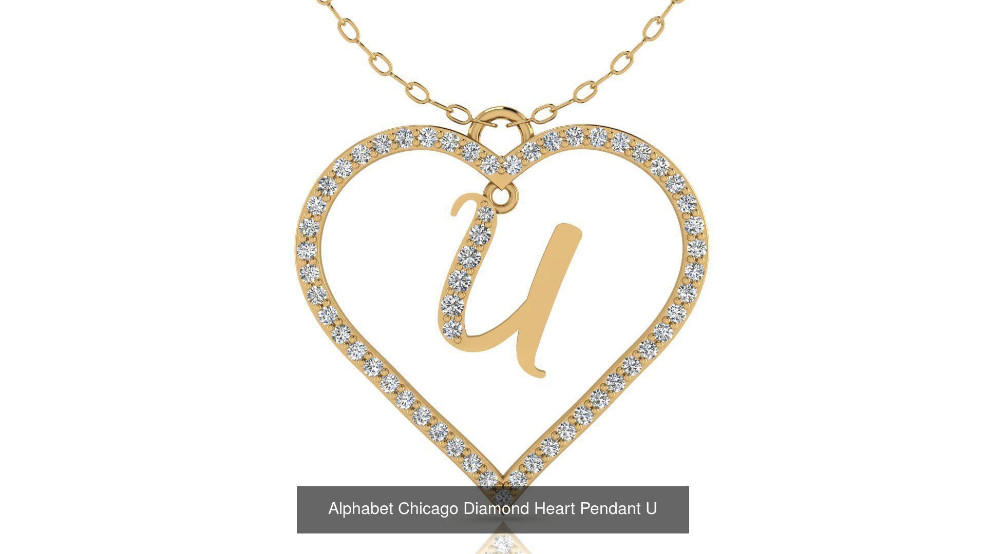 Alphabet Chicago Diamond Heart Pendant Collection of 26 models _24
