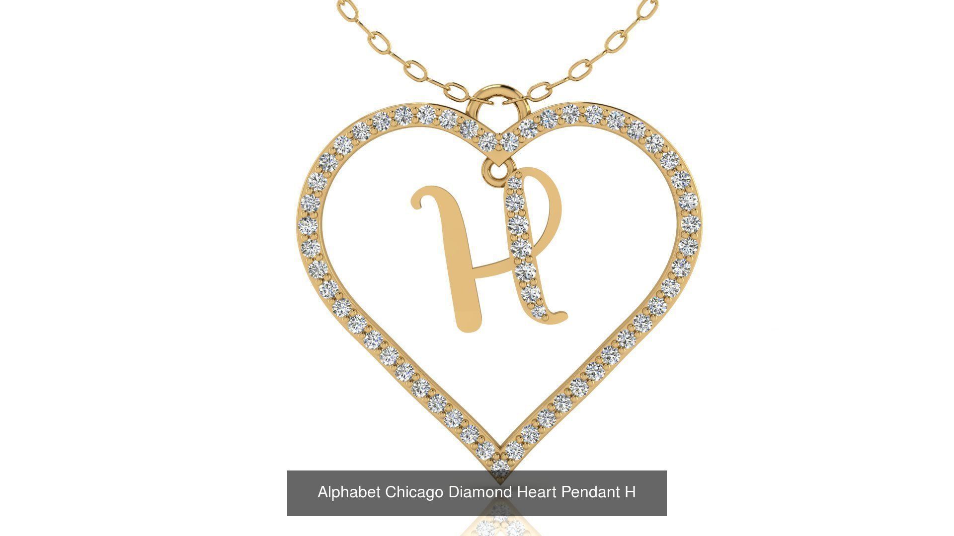 Alphabet Chicago Diamond Heart Pendant Collection of 26 models _11