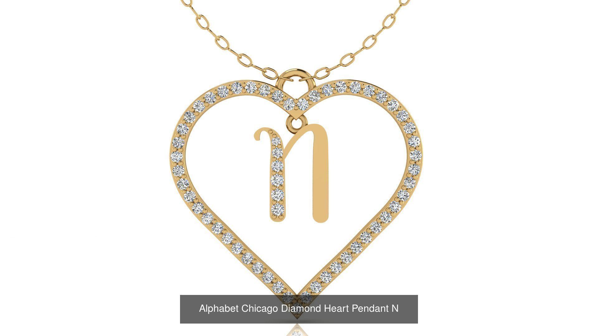 Alphabet Chicago Diamond Heart Pendant Collection of 26 models _17