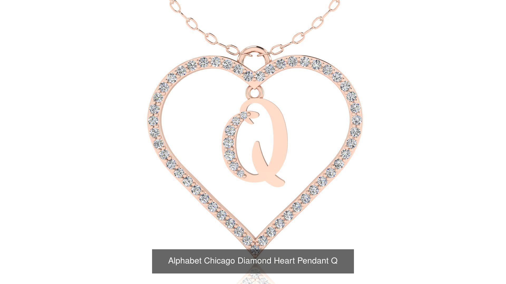 Alphabet Chicago Diamond Heart Pendant Collection of 26 models _20