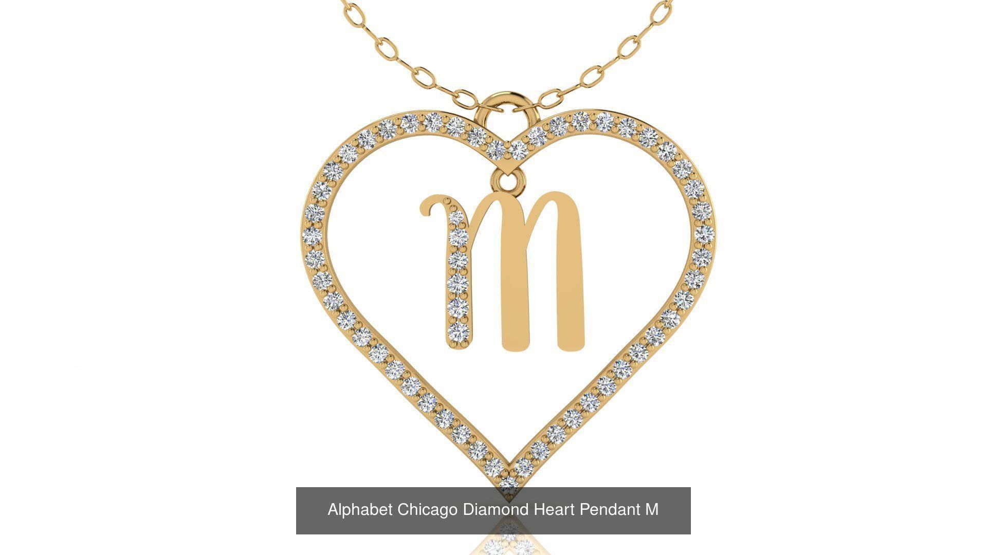 Alphabet Chicago Diamond Heart Pendant Collection of 26 models _16