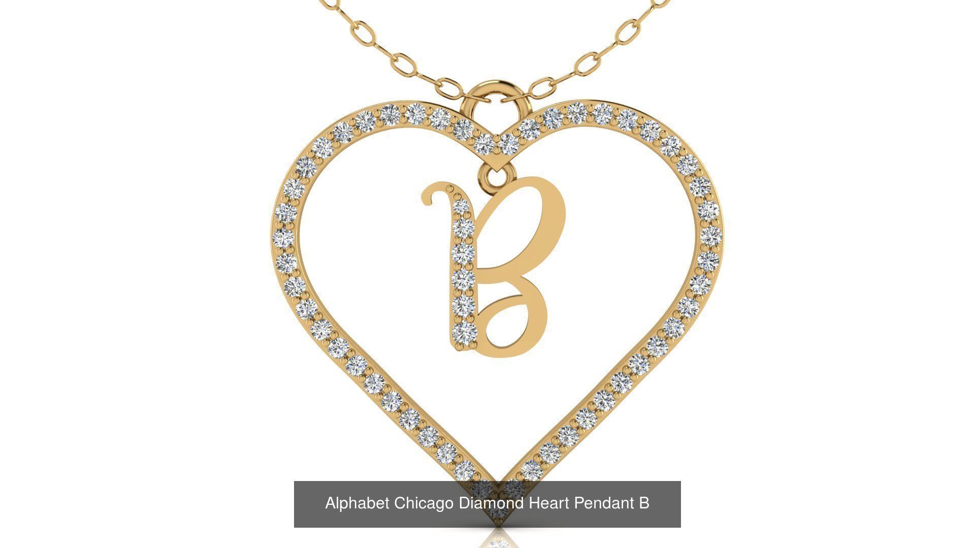 Alphabet Chicago Diamond Heart Pendant Collection of 26 models _5