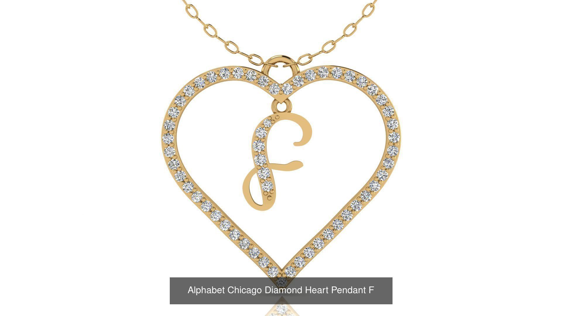 Alphabet Chicago Diamond Heart Pendant Collection of 26 models _9