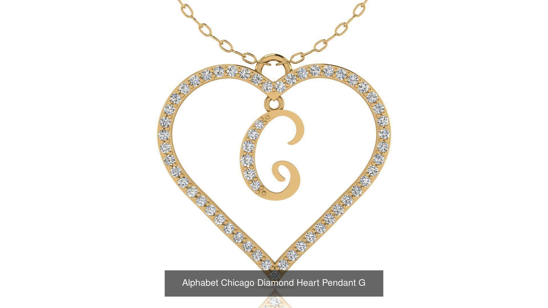 Alphabet Chicago Diamond Heart Pendant Collection of 26 models _10