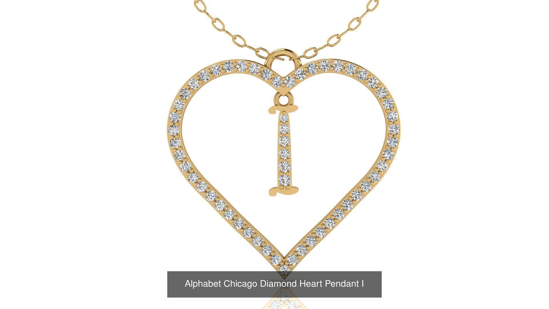 Alphabet Chicago Diamond Heart Pendant Collection of 26 models _12