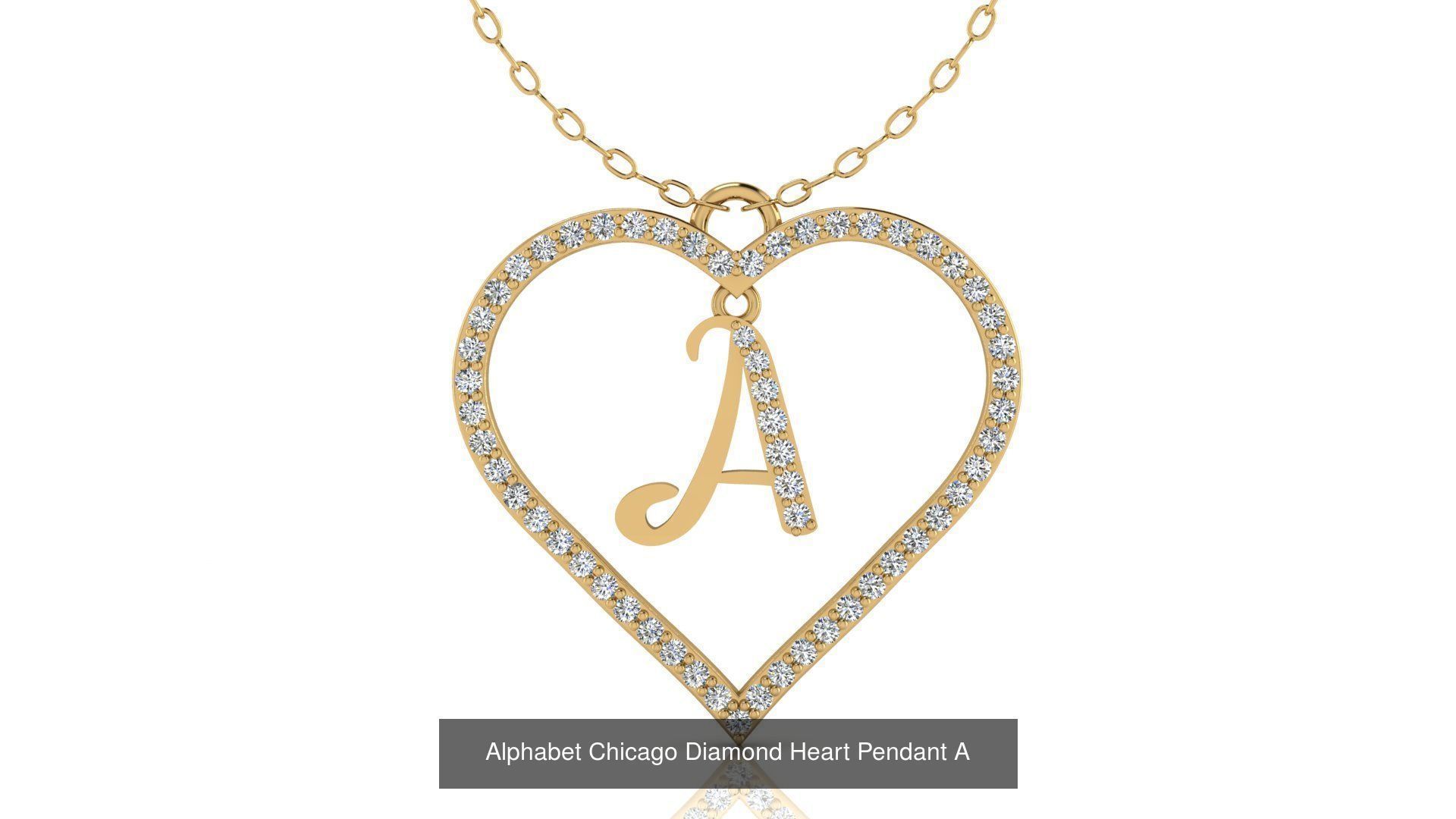 Alphabet Chicago Diamond Heart Pendant Collection of 26 models _4