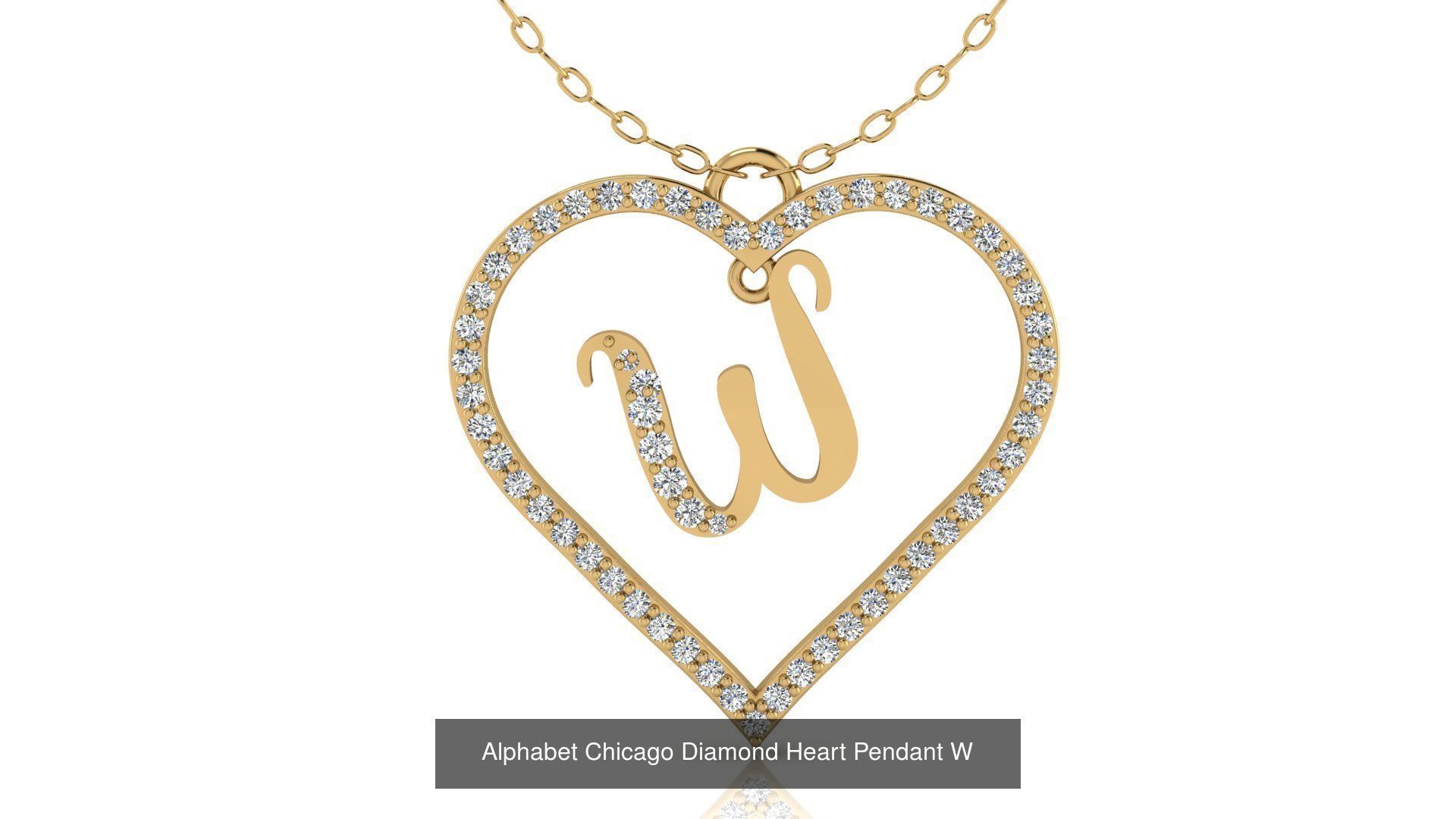 Alphabet Chicago Diamond Heart Pendant Collection of 26 models _26