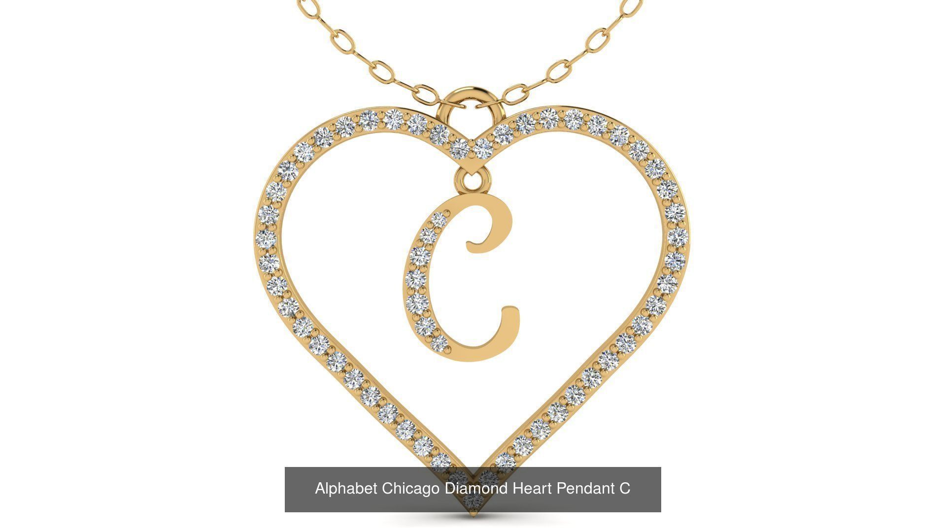 Alphabet Chicago Diamond Heart Pendant Collection of 26 models _6