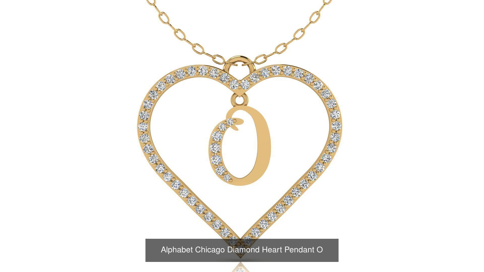 Alphabet Chicago Diamond Heart Pendant Collection of 26 models _18