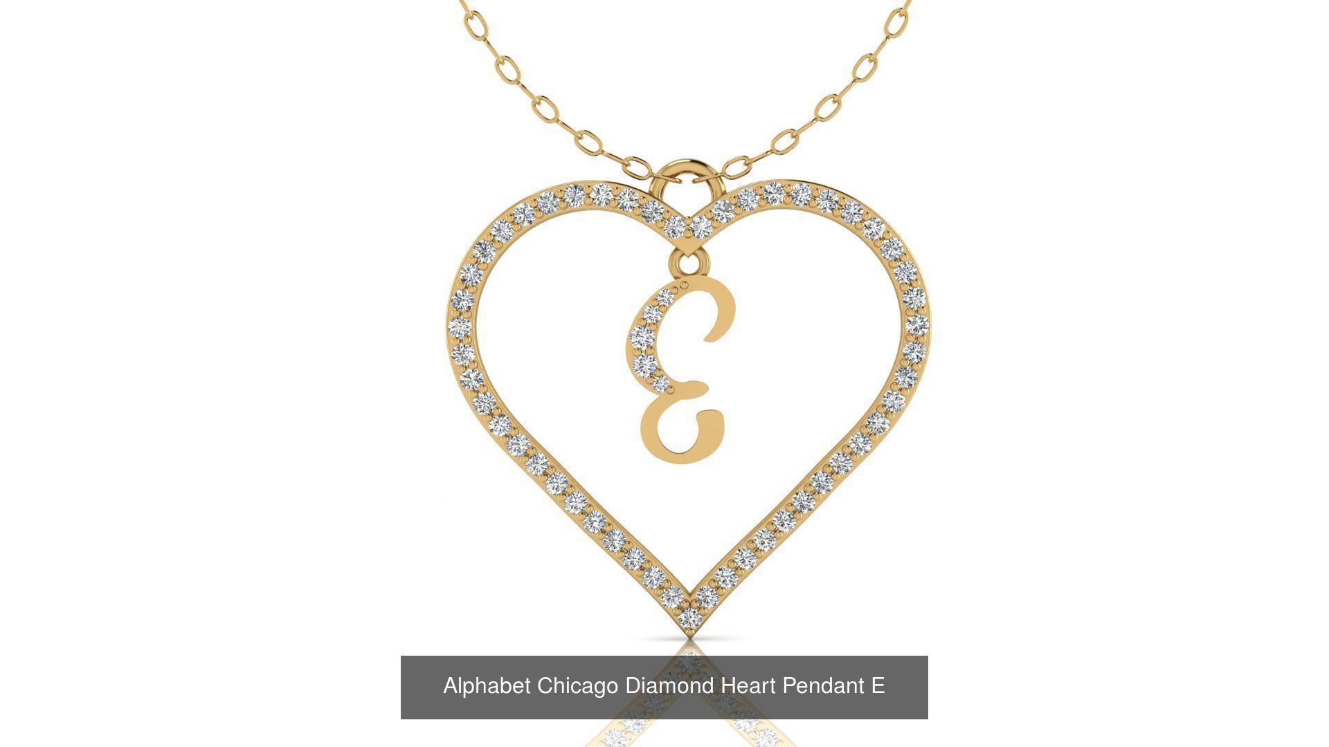 Alphabet Chicago Diamond Heart Pendant Collection of 26 models _8