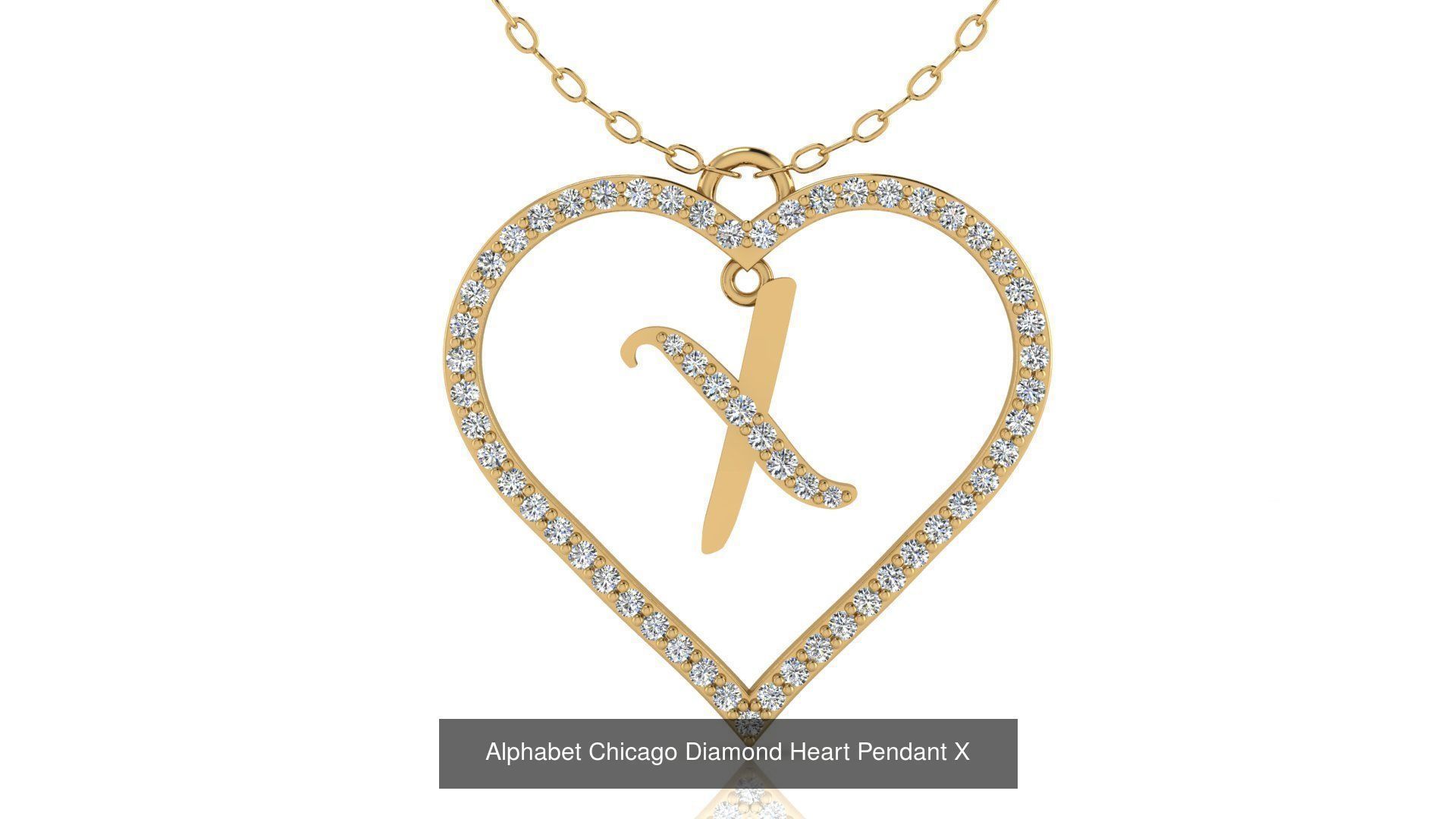 Alphabet Chicago Diamond Heart Pendant Collection of 26 models _27