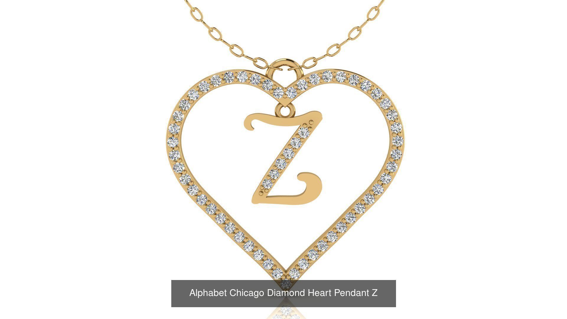 Alphabet Chicago Diamond Heart Pendant Collection of 26 models _29