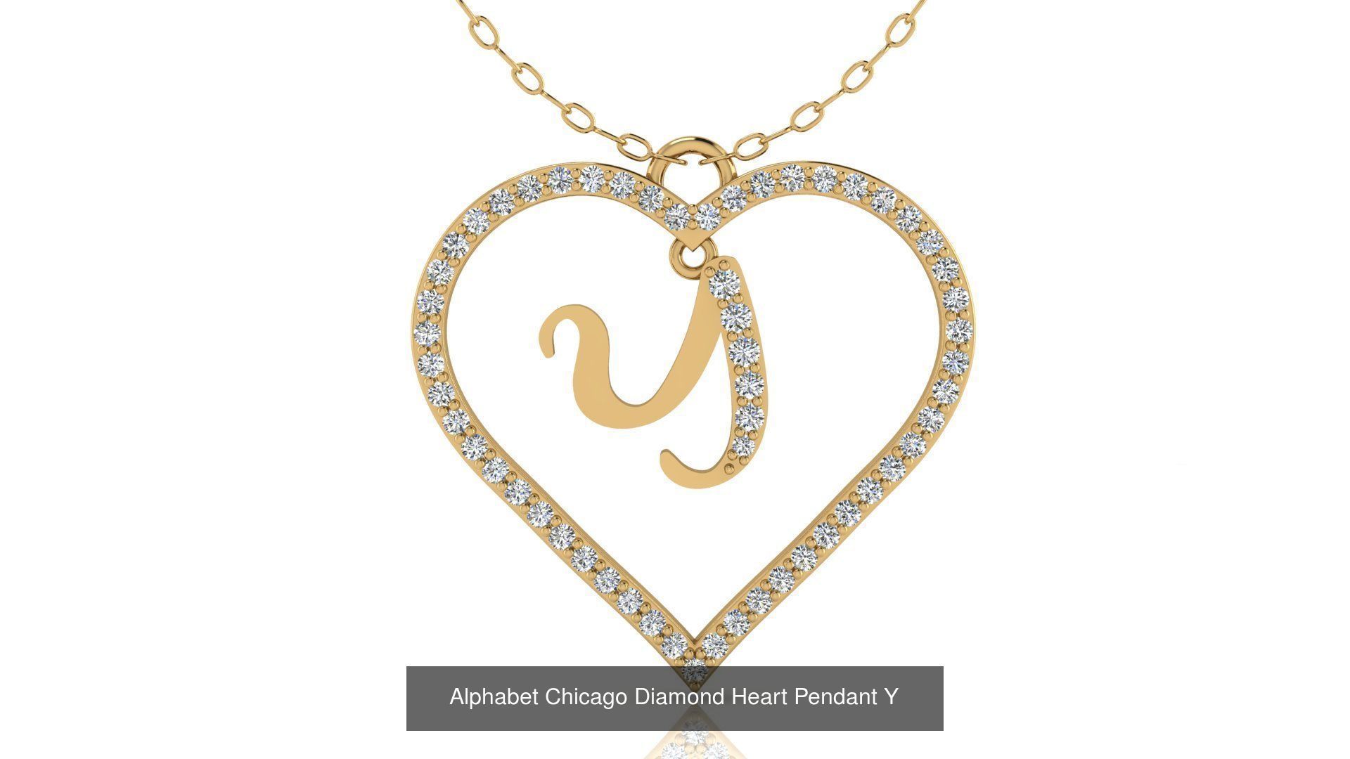 Alphabet Chicago Diamond Heart Pendant Collection of 26 models _28