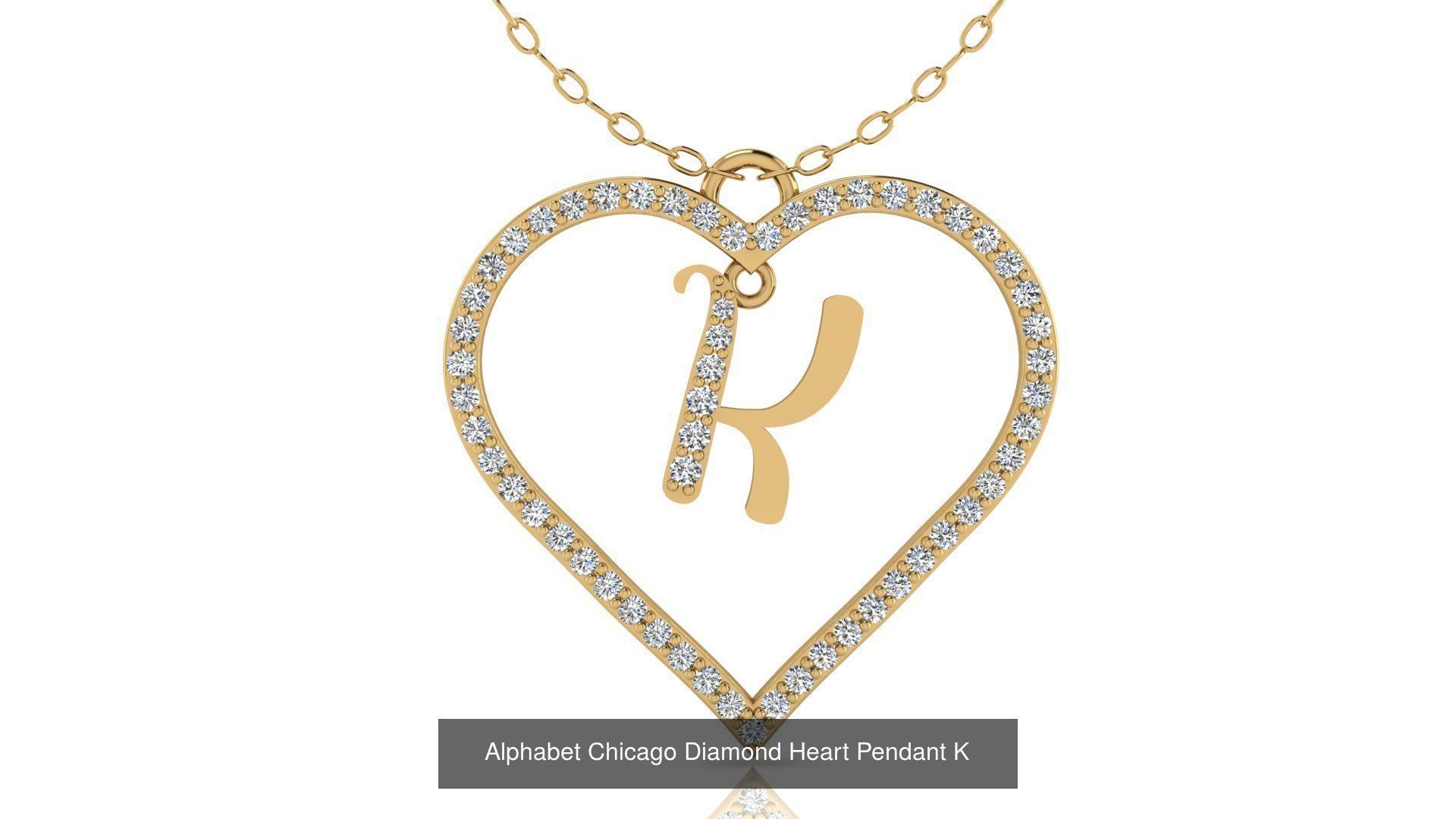Alphabet Chicago Diamond Heart Pendant Collection of 26 models _14