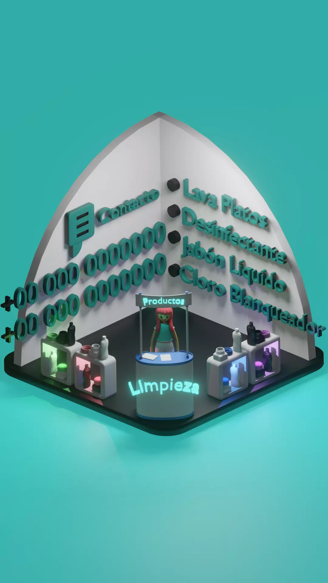 Model Store - Modelo de tienda Low-poly 3D model_0