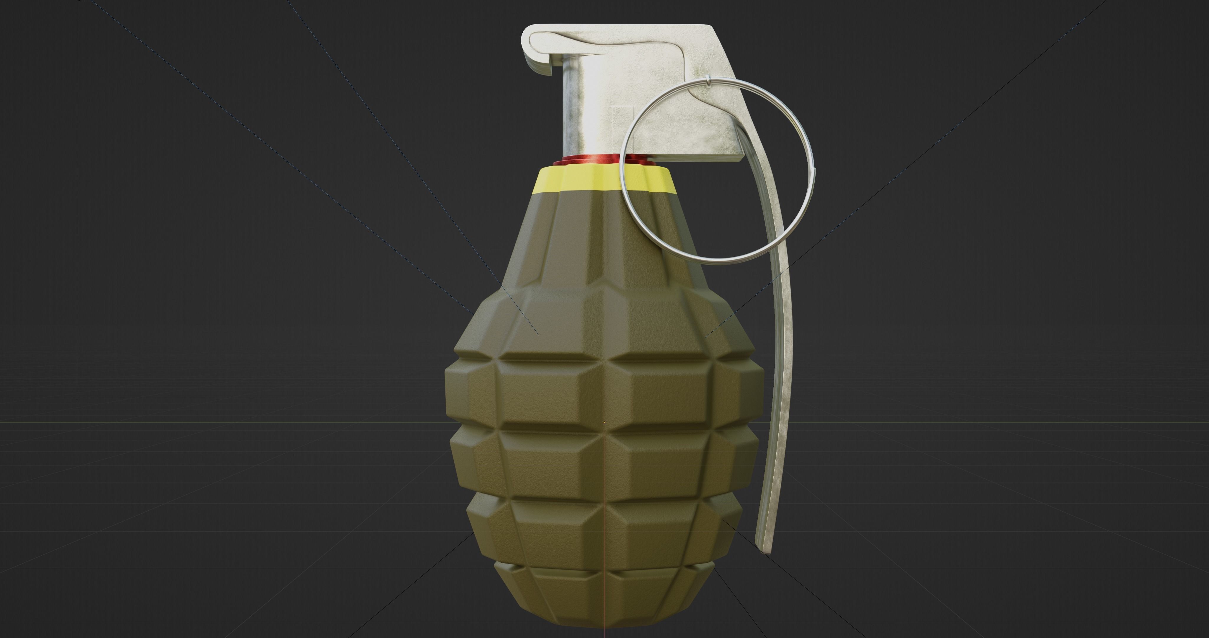 MK 2 Grenade - made in Blender Low-poly 3D model_4