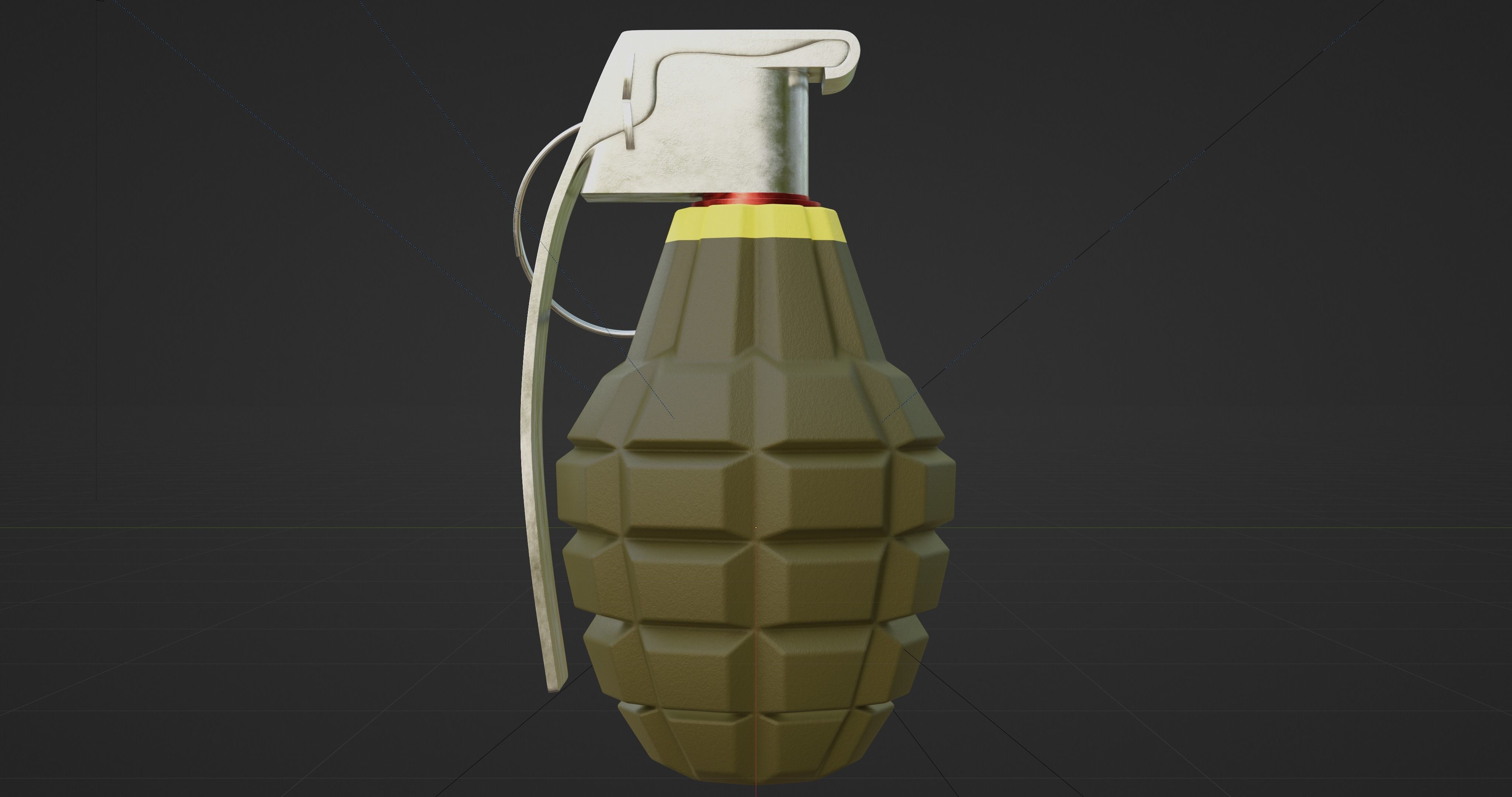 MK 2 Grenade - made in Blender Low-poly 3D model_5