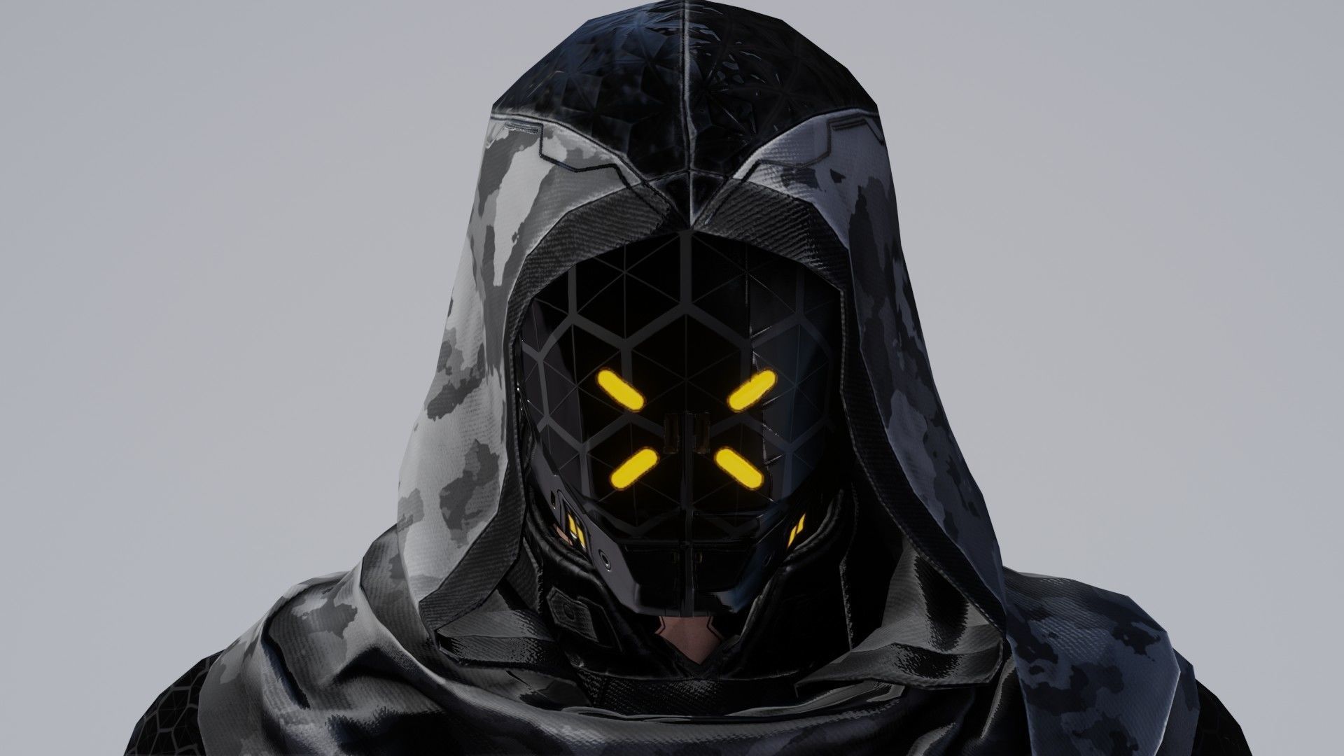 Fully rigged low poly cyborg Low-poly 3D model_1