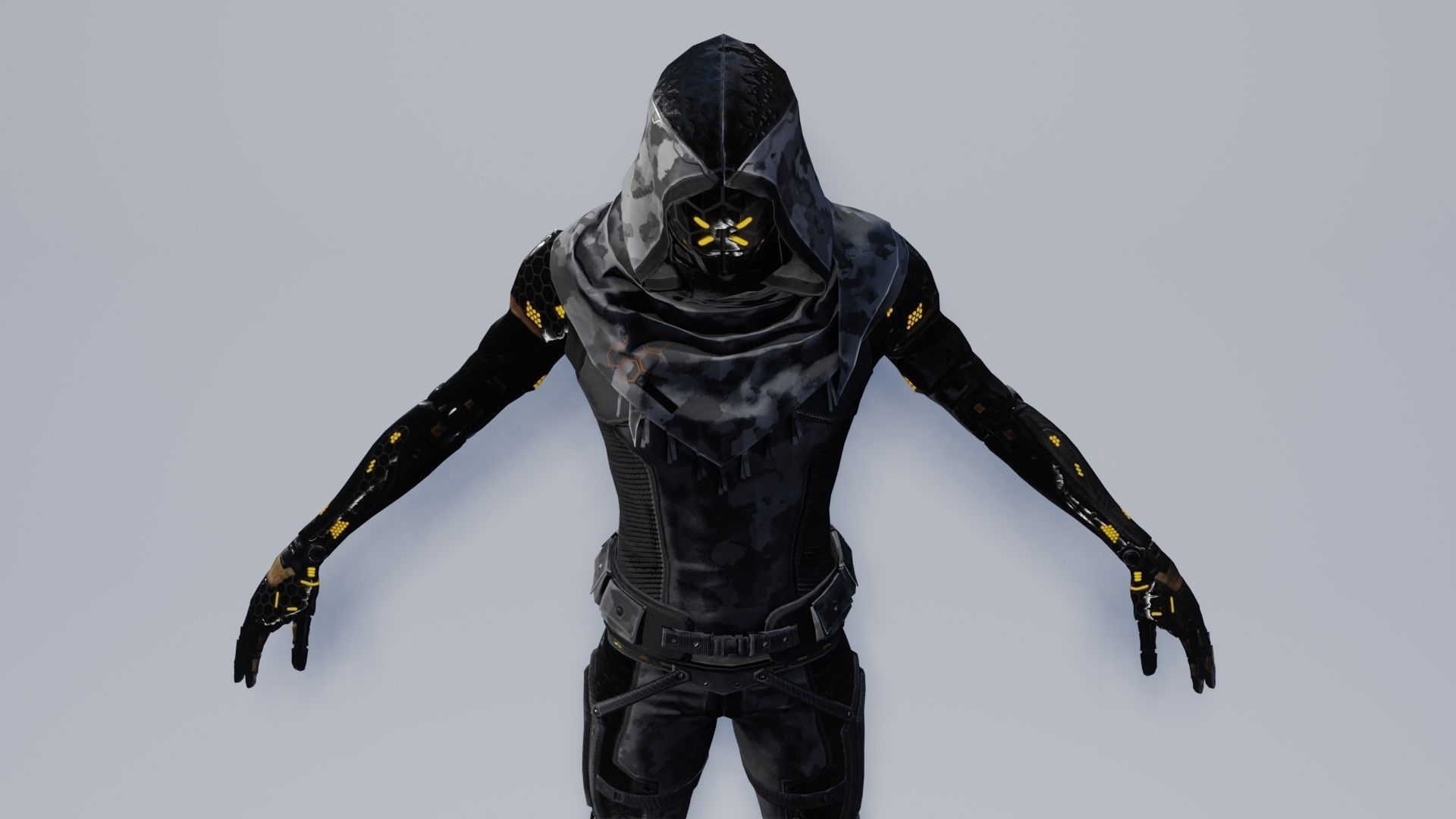 Fully rigged low poly cyborg Low-poly 3D model_11