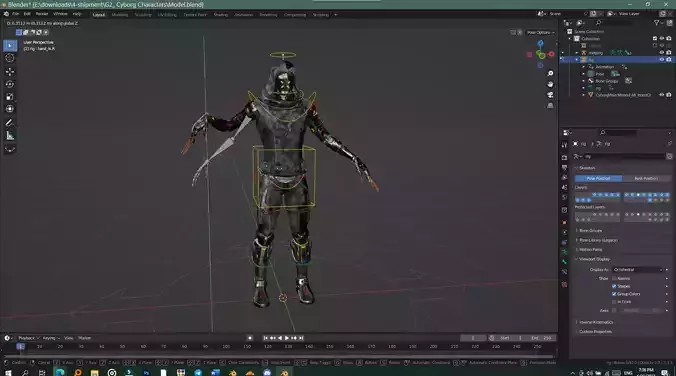 Fully rigged low poly cyborg