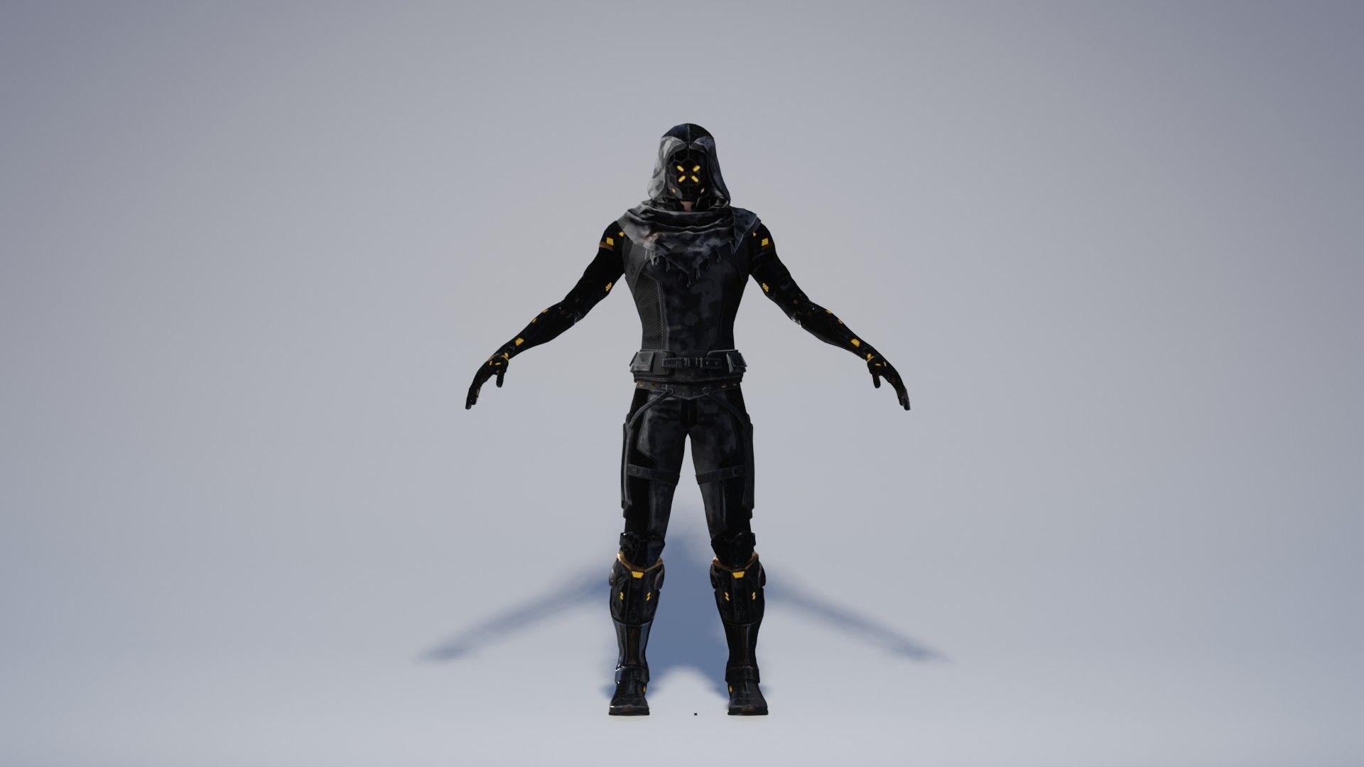 Fully rigged low poly cyborg Low-poly 3D model_3