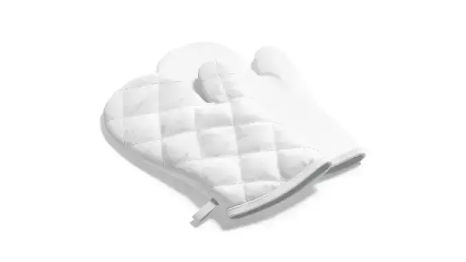 White Oven Mitten - kitchen linen gloves potholders Low-poly 3D model