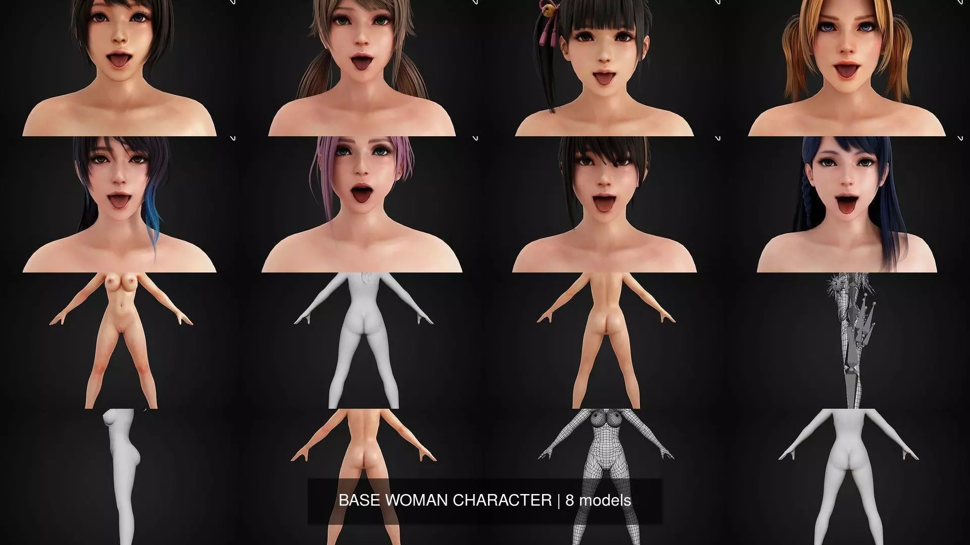 BASE WOMAN CHARACTER 3D Model Collection_0
