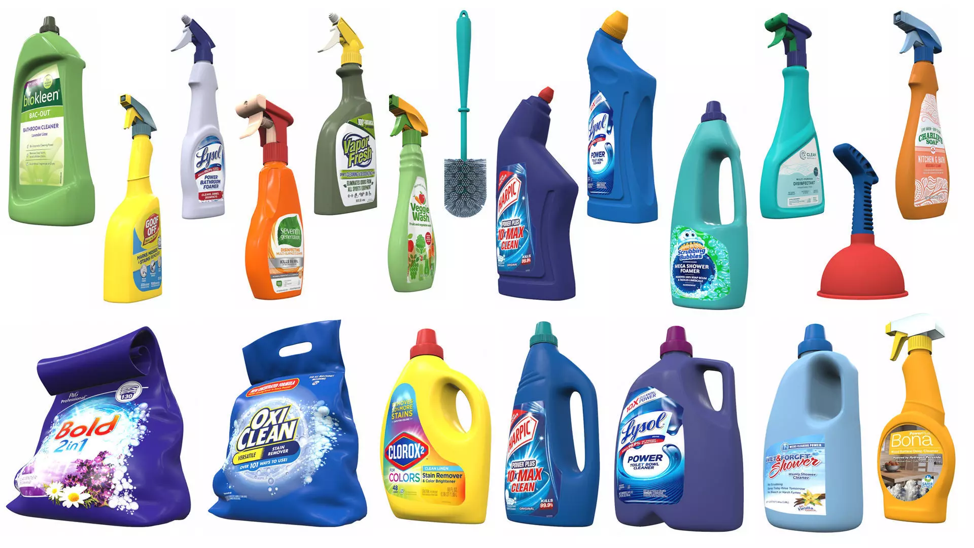 Bath cleaners pack 20 3D Model Collection_0