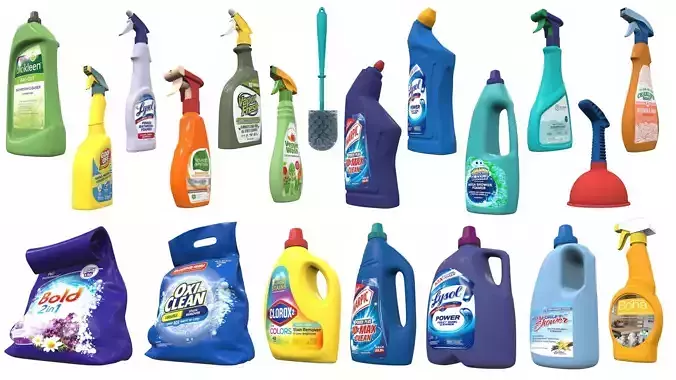 Bath cleaners pack 20 3D Model Collection