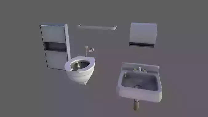 Bathroom assets Low-poly 3D model