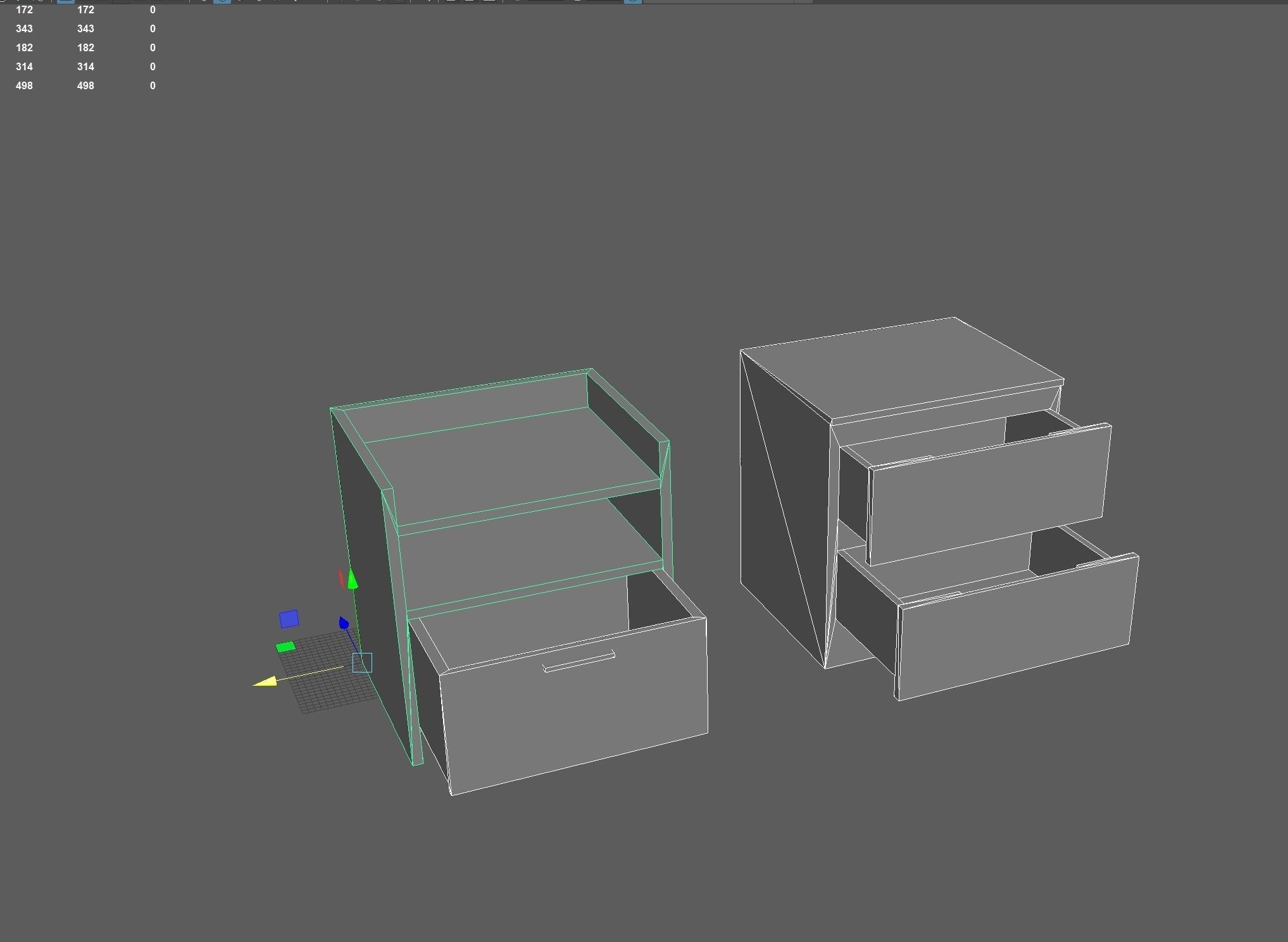 Wood bedside tables Low-poly 3D model_5