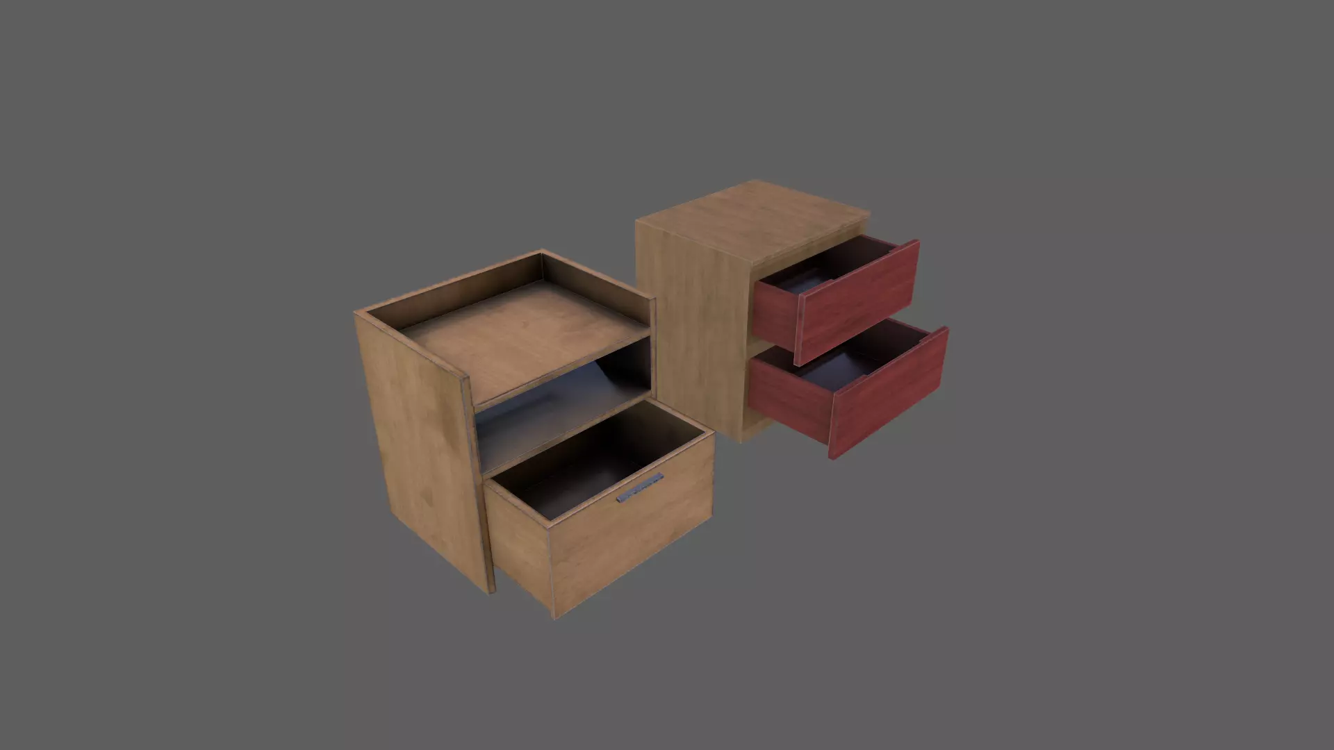 Wood bedside tables Low-poly 3D model_0