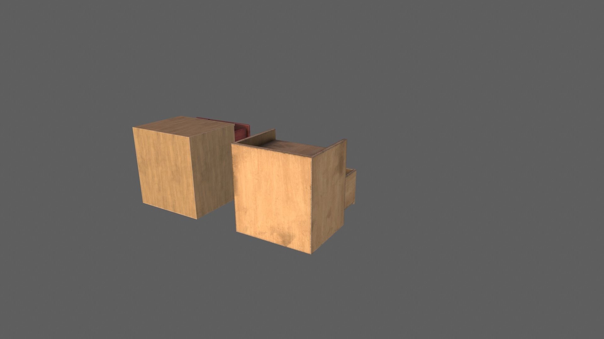 Wood bedside tables Low-poly 3D model_3
