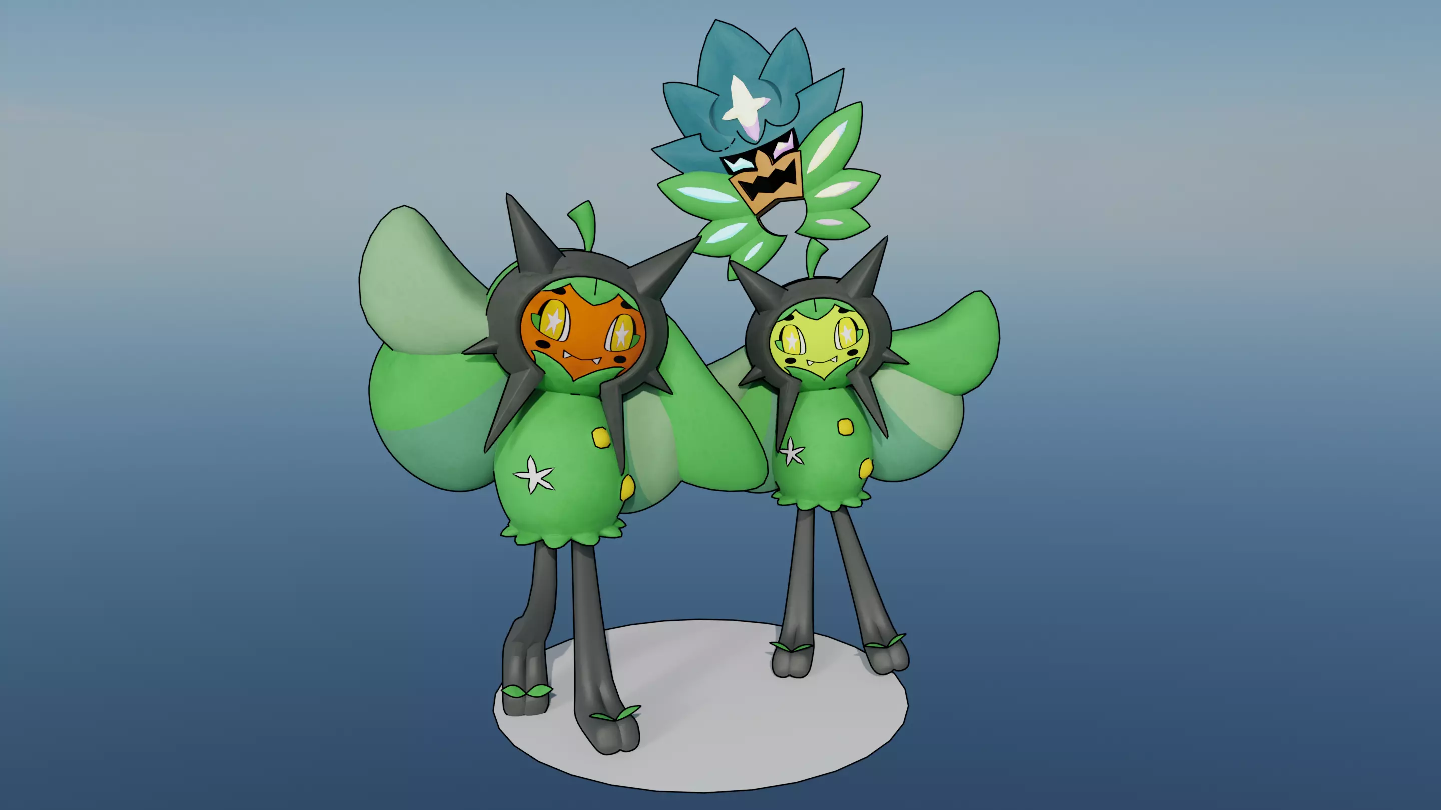 Pokemon Ogerpon Teal Mask and Shiny Version 3D model_0