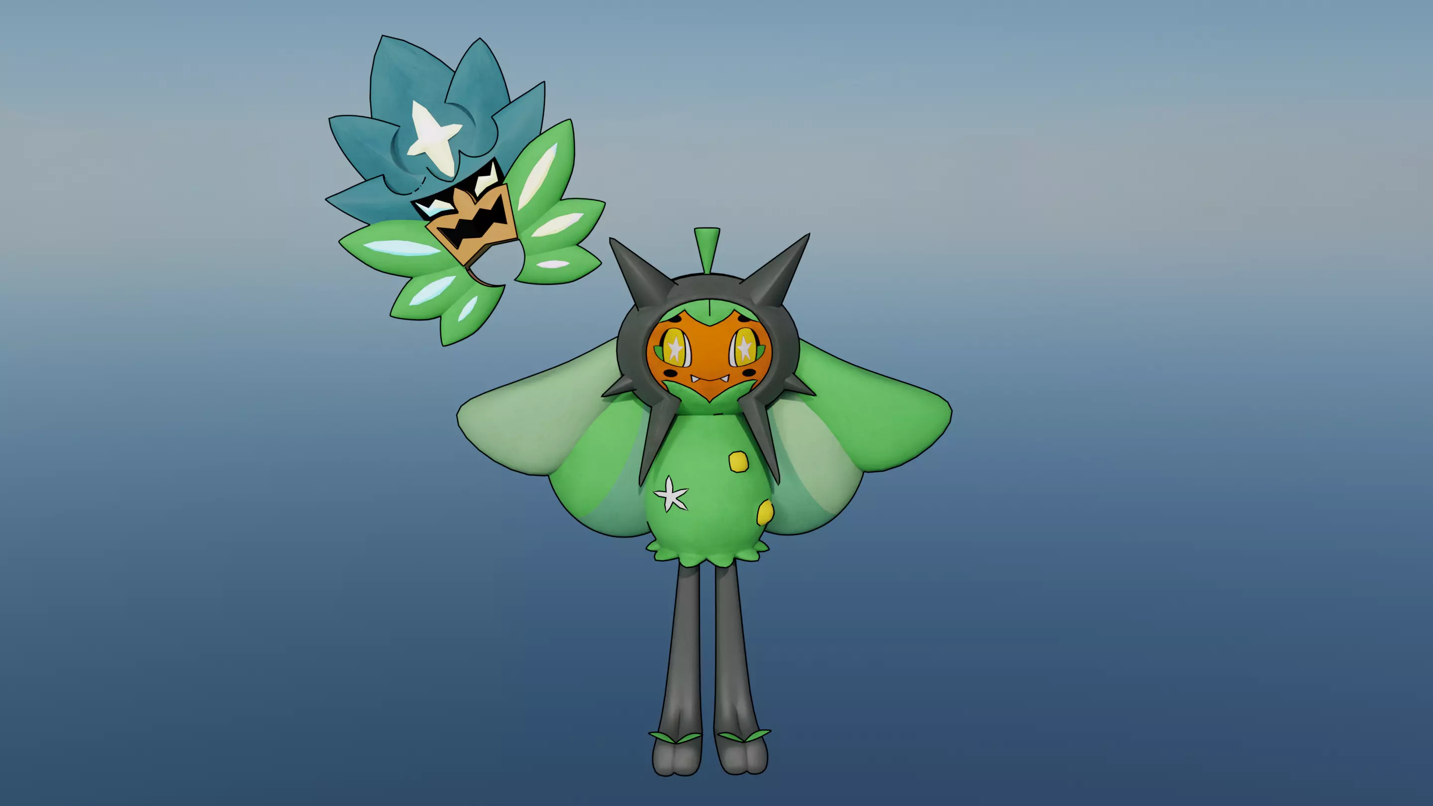 Pokemon Ogerpon Teal Mask and Shiny Version 3D model_1