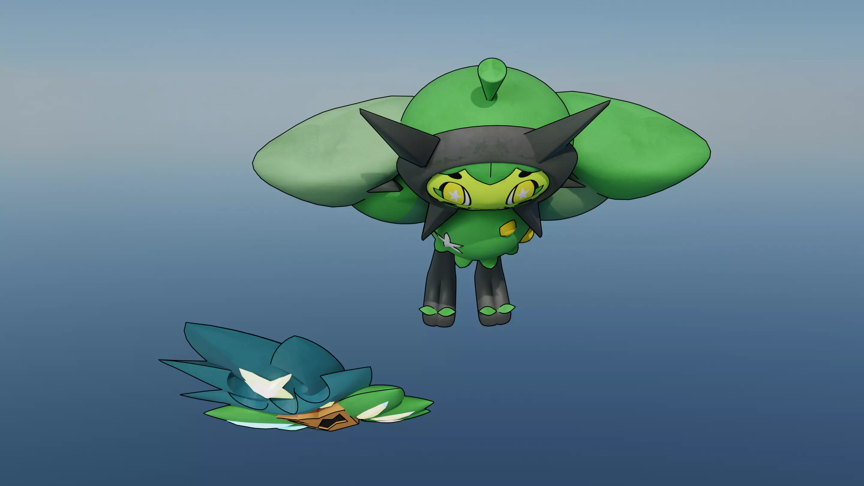 Pokemon Ogerpon Teal Mask and Shiny Version 3D model_14