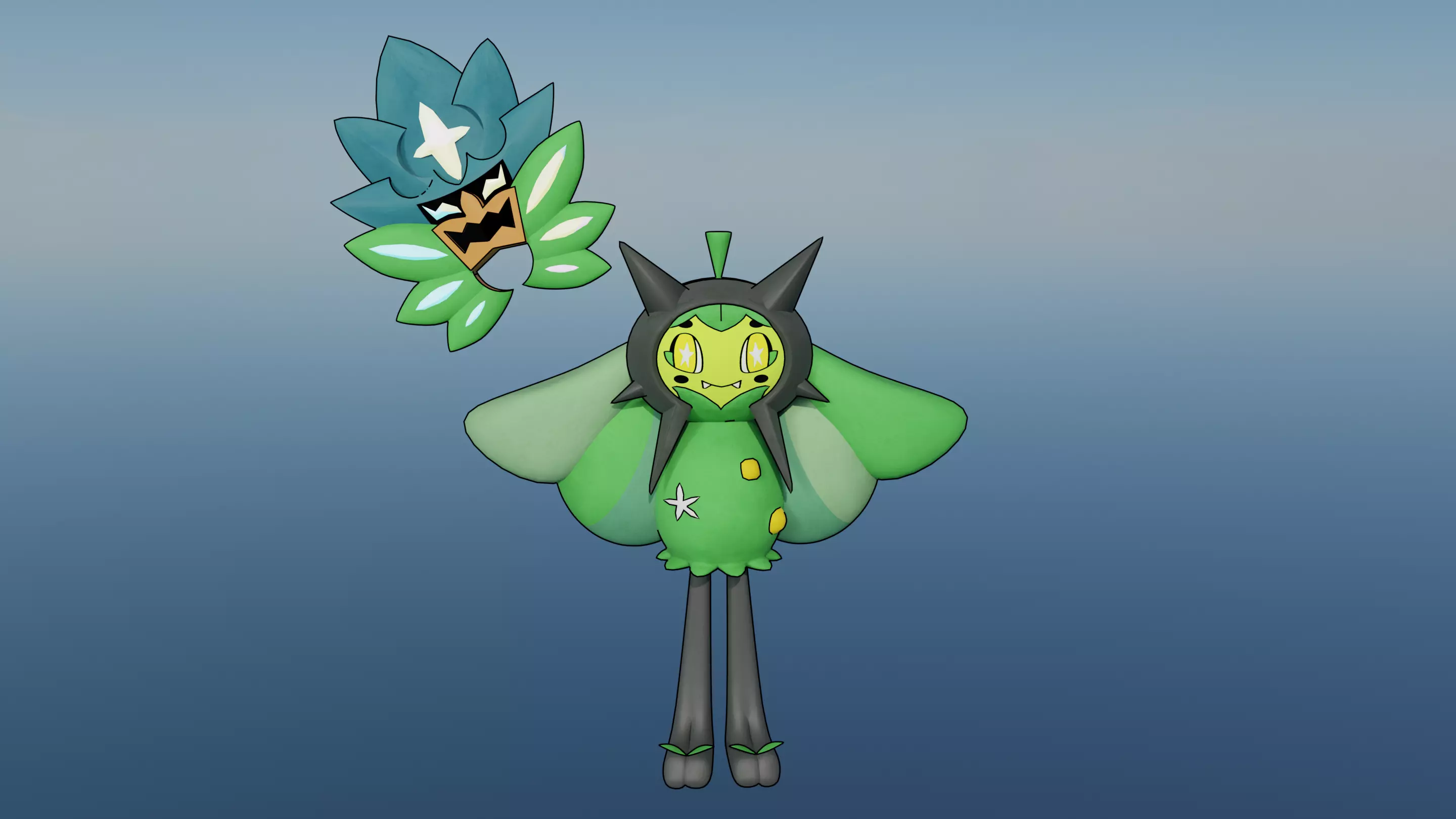 Pokemon Ogerpon Teal Mask and Shiny Version 3D model_2
