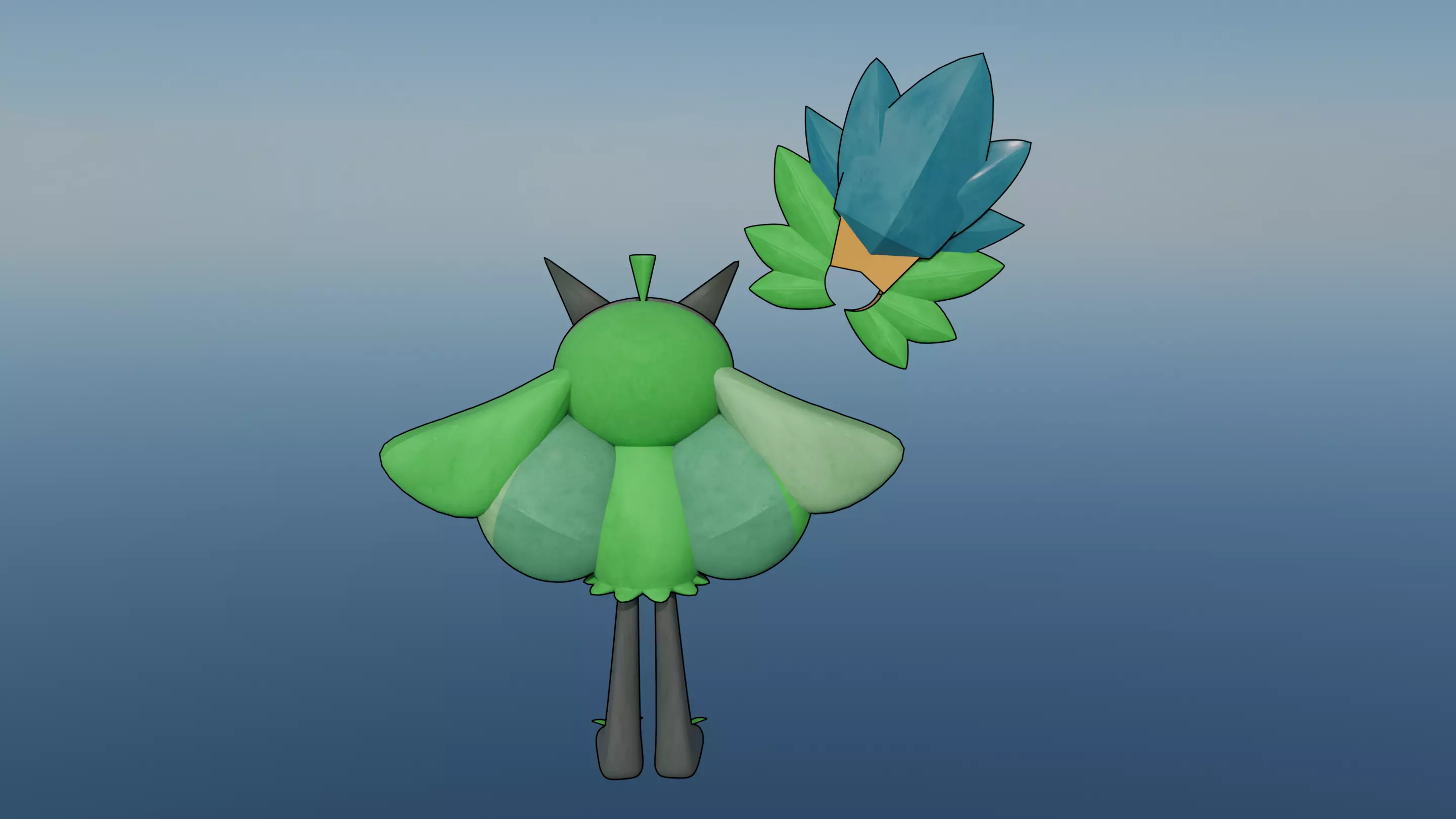 Pokemon Ogerpon Teal Mask and Shiny Version 3D model_5