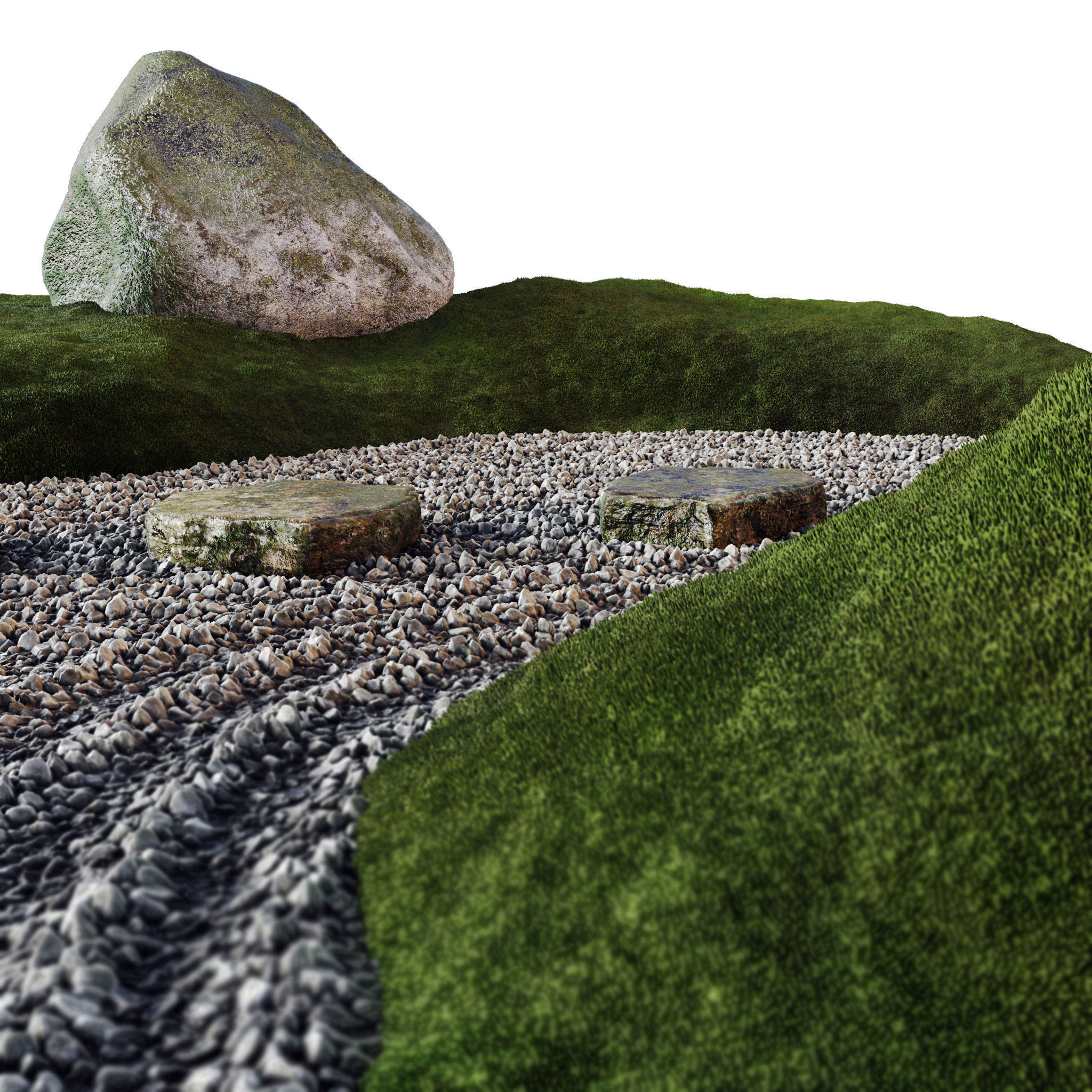 Lowpoly Japanese Rock - Zen - Garden 02 Low-poly 3D model_10