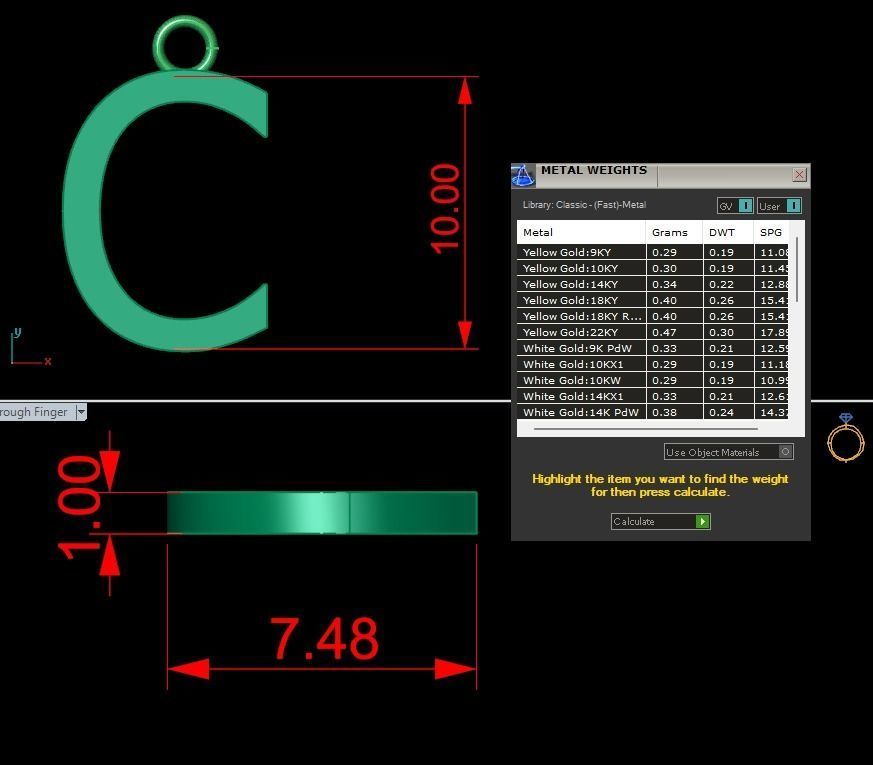 Alphabet Tahoma Letters Pendant C 3D print model_1