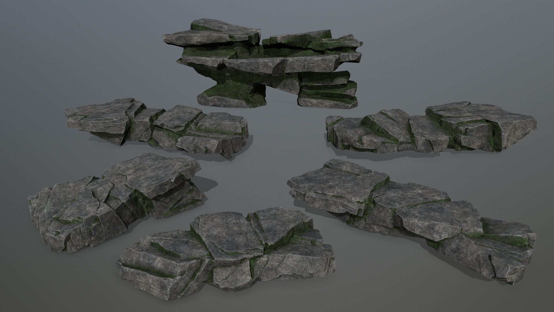 cliff rocks  Low-poly 3D model_1