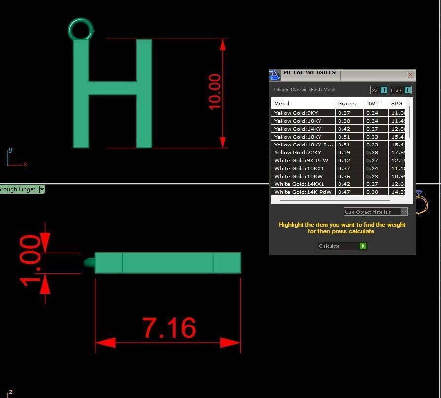 Alphabet Tahoma Letters Pendant  H 3D print model_1