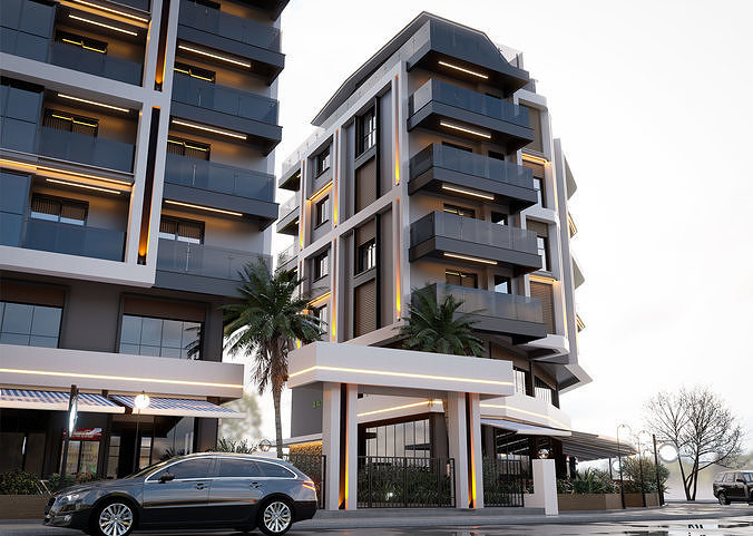 my two block apartment project 3D model 5