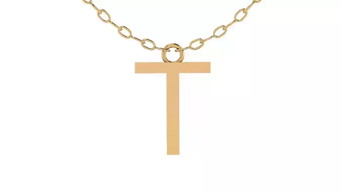 Alphabet Tahoma Letters Pendant  T 3D print model