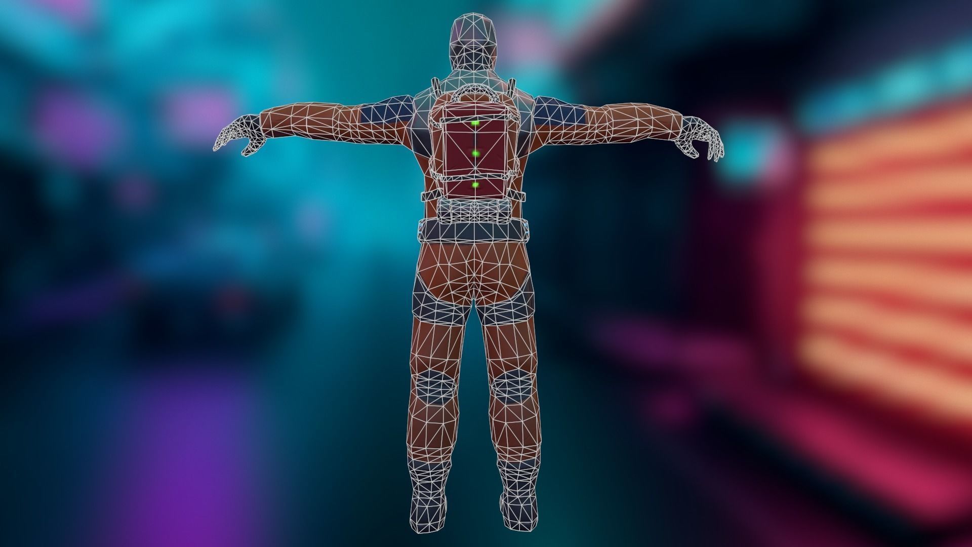 Sci-fi Futuristic character Cybernetic Cyberpunk hero Low-poly 3D model_9