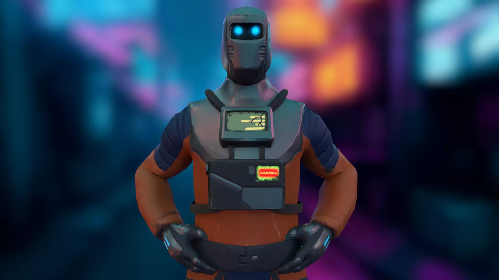 Sci-fi Futuristic character Cybernetic Cyberpunk hero Low-poly 3D model_0